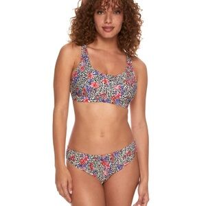 Bare necessities leopard floral bikini M